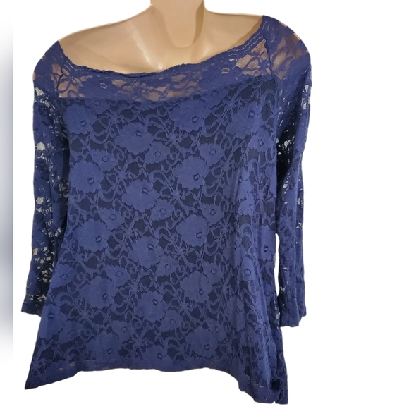 Torrid Lace Off Shoulder Top Womens 4x Purple 3/4 Sleeve Classy ~ Pre-Owned - Picture 9 of 13